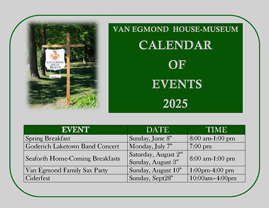 Spring-Summer 2025 Van Egmond House Events Spring-Summer 2025 Van Egmond House Events